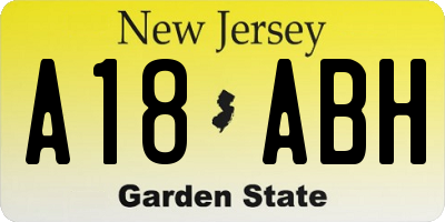 NJ license plate A18ABH
