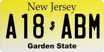 NJ license plate A18ABM