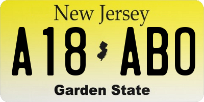 NJ license plate A18ABO