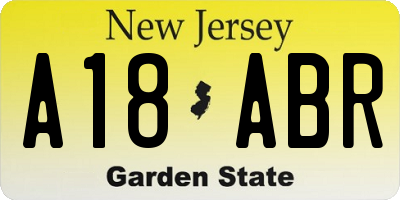 NJ license plate A18ABR