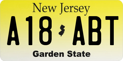 NJ license plate A18ABT