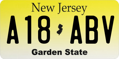 NJ license plate A18ABV