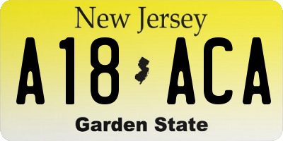 NJ license plate A18ACA