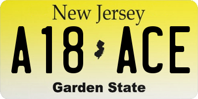 NJ license plate A18ACE