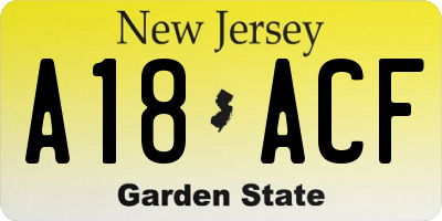 NJ license plate A18ACF