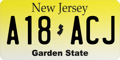 NJ license plate A18ACJ