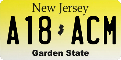 NJ license plate A18ACM