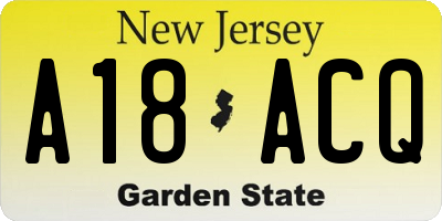NJ license plate A18ACQ