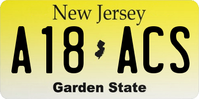 NJ license plate A18ACS