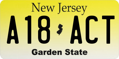 NJ license plate A18ACT