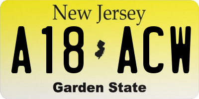 NJ license plate A18ACW
