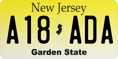 NJ license plate A18ADA