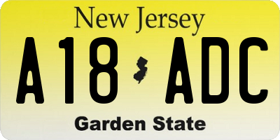 NJ license plate A18ADC