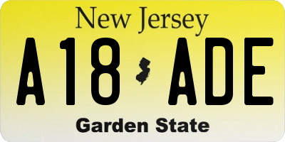 NJ license plate A18ADE