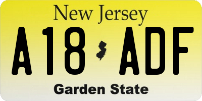 NJ license plate A18ADF