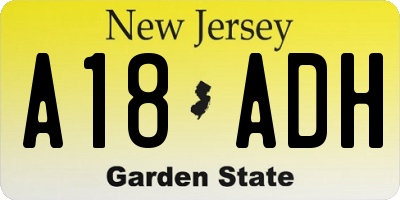 NJ license plate A18ADH