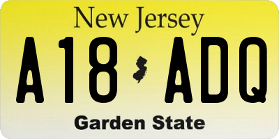 NJ license plate A18ADQ