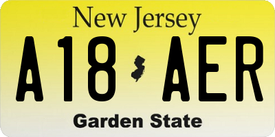 NJ license plate A18AER