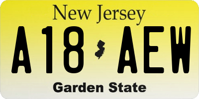 NJ license plate A18AEW