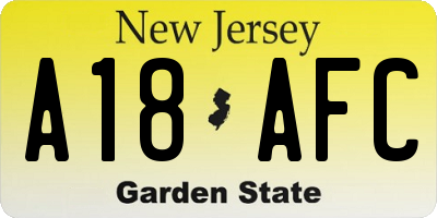 NJ license plate A18AFC