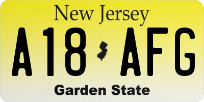 NJ license plate A18AFG