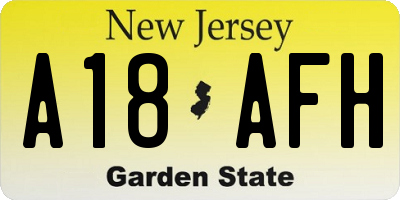 NJ license plate A18AFH