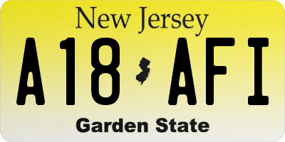 NJ license plate A18AFI
