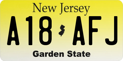 NJ license plate A18AFJ