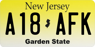 NJ license plate A18AFK
