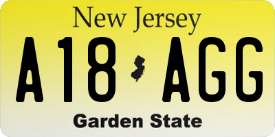 NJ license plate A18AGG