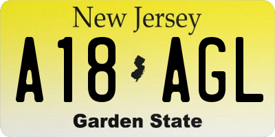 NJ license plate A18AGL