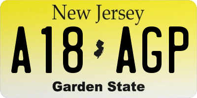 NJ license plate A18AGP