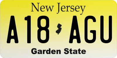NJ license plate A18AGU