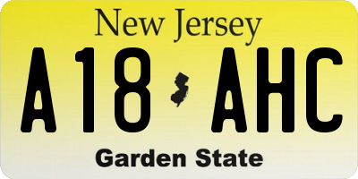 NJ license plate A18AHC