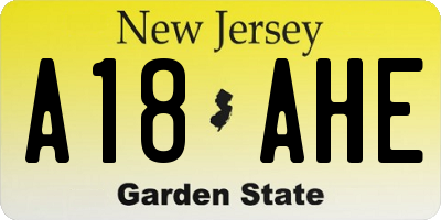 NJ license plate A18AHE