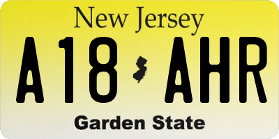 NJ license plate A18AHR