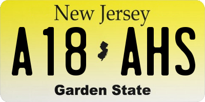 NJ license plate A18AHS
