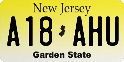 NJ license plate A18AHU
