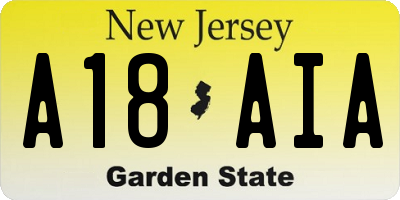 NJ license plate A18AIA