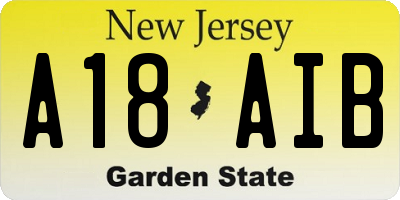 NJ license plate A18AIB