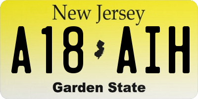 NJ license plate A18AIH