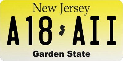 NJ license plate A18AII