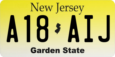 NJ license plate A18AIJ