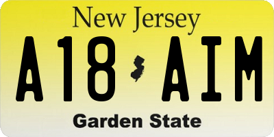 NJ license plate A18AIM