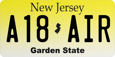 NJ license plate A18AIR