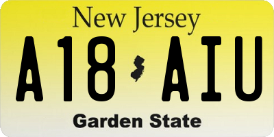 NJ license plate A18AIU