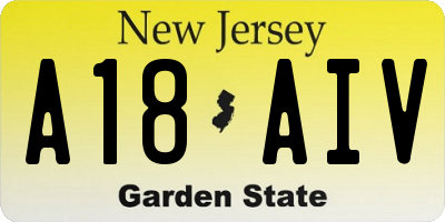 NJ license plate A18AIV
