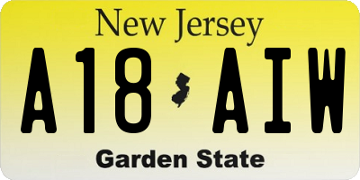 NJ license plate A18AIW