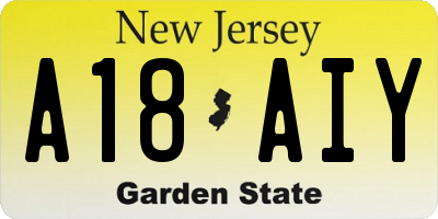 NJ license plate A18AIY
