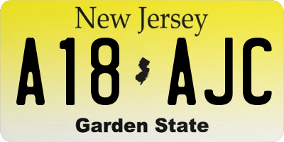 NJ license plate A18AJC